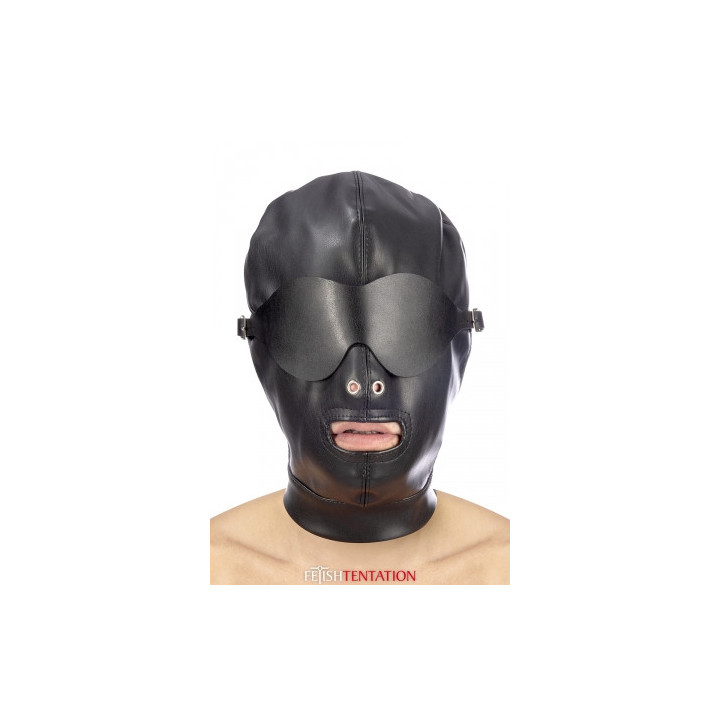 Cagoule simili cuir avec bandeau amovible - Fetish Tentation