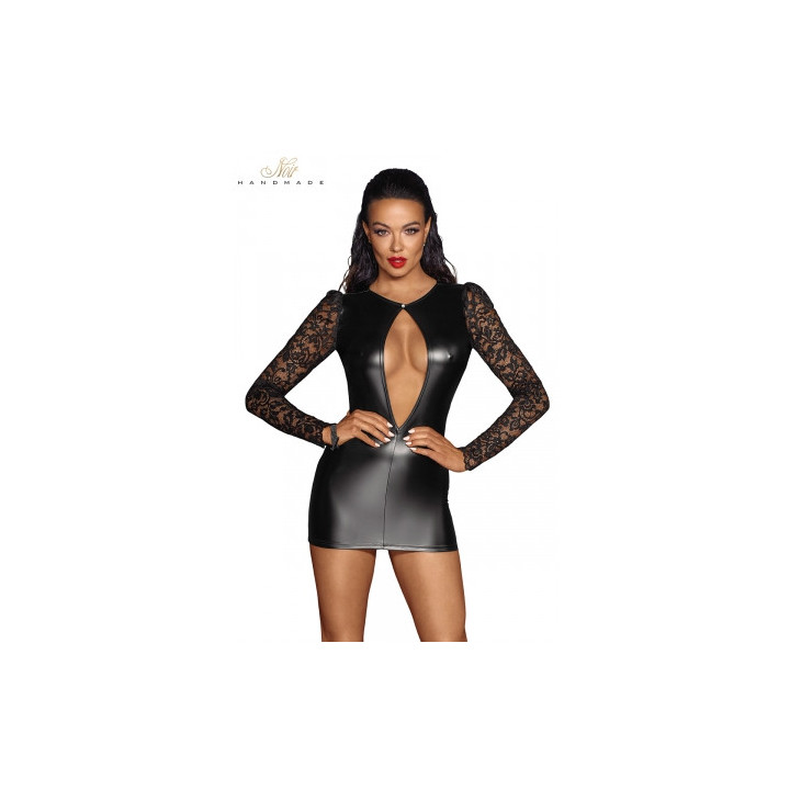 Mini robe wetlook et dentelle F253