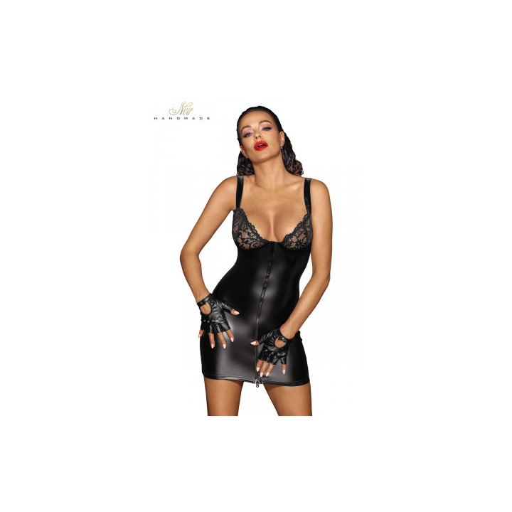 Mini robe zippée wetlook et dentelle F254