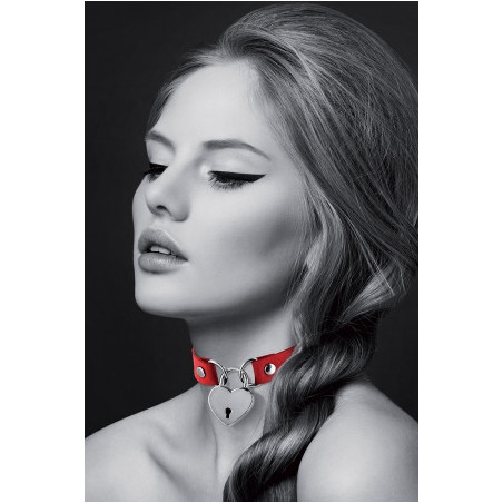Collier rouge cadenas coeur - Bijoux Pour Toi