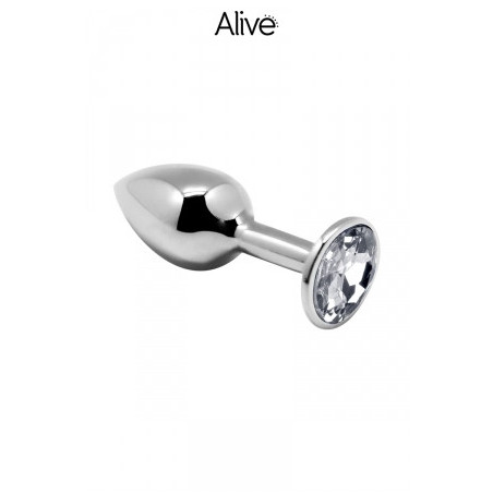 Plug métal bijou transparent L - Alive