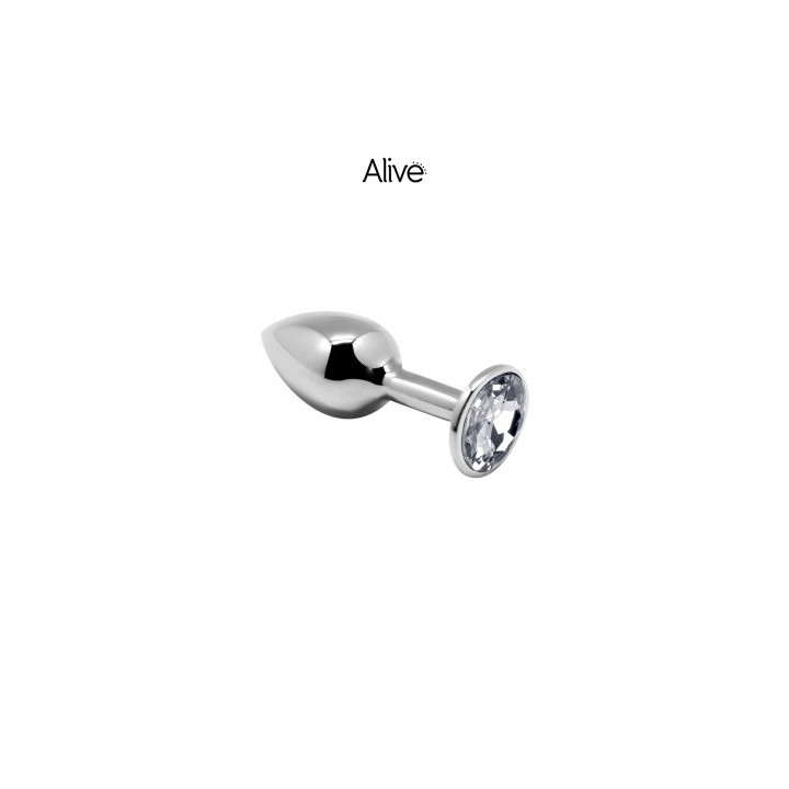 Plug métal bijou transparent L - Alive