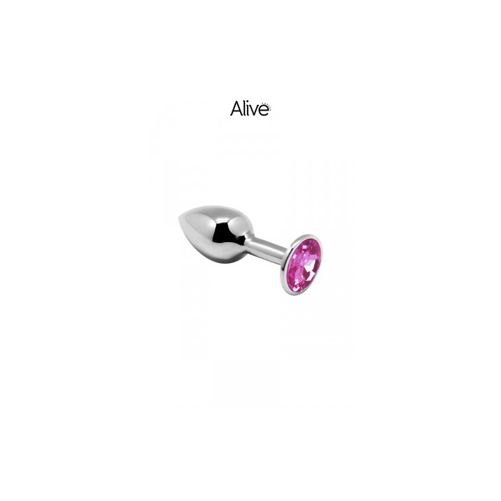 Plug métal bijou rose M - Alive