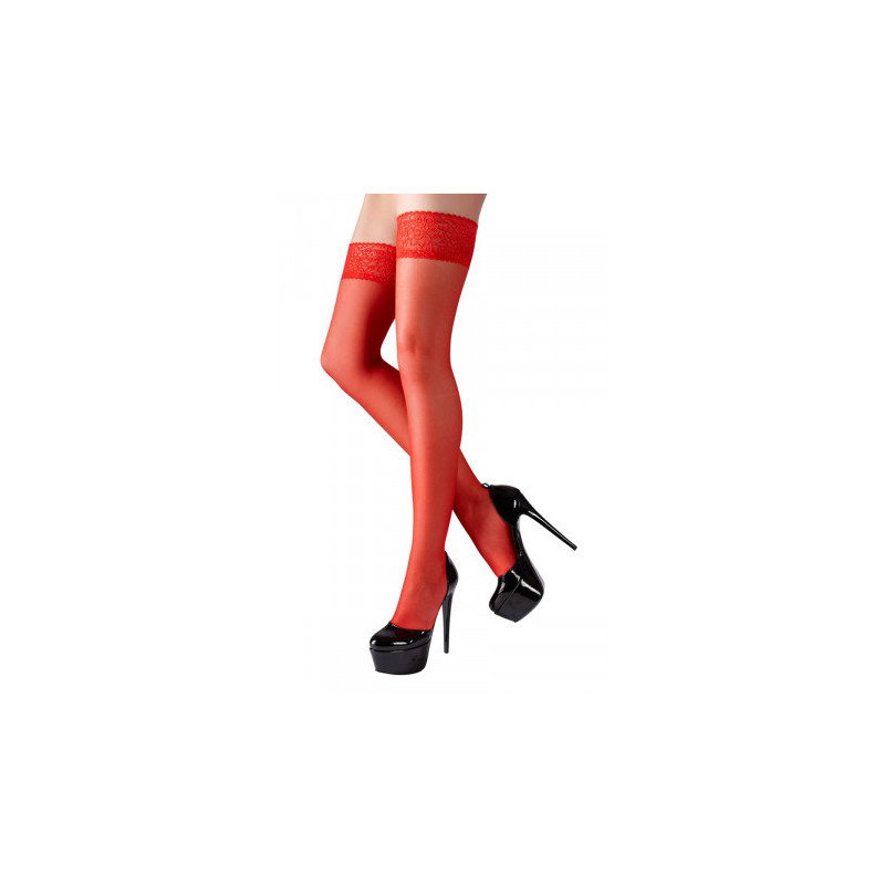 Bas autofixants rouge - Cotelli Legwear