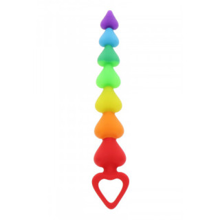 Stimulateur anal Rainbow Heart Beads - Toyjoy