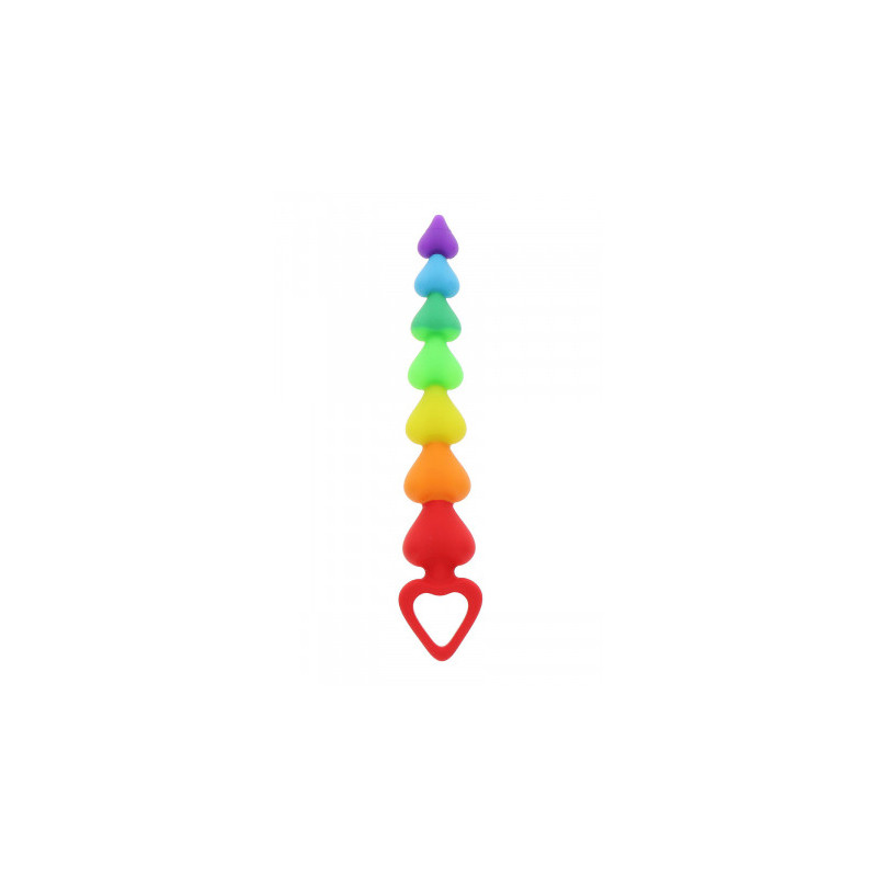 Stimulateur anal Rainbow Heart Beads - Toyjoy