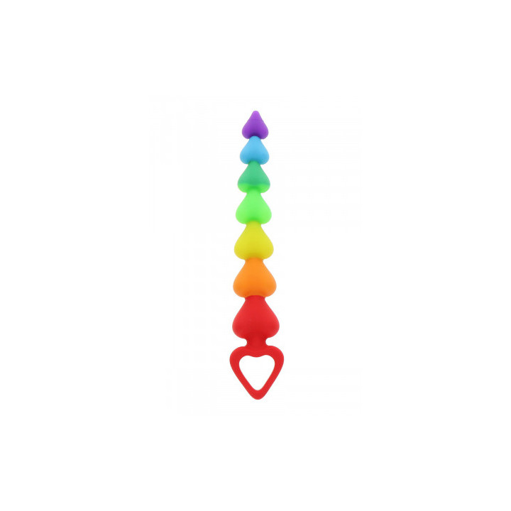 Stimulateur anal Rainbow Heart Beads - Toyjoy