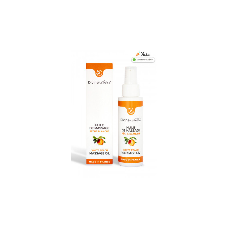 Huile de massage gourmande BIO pêche blanche