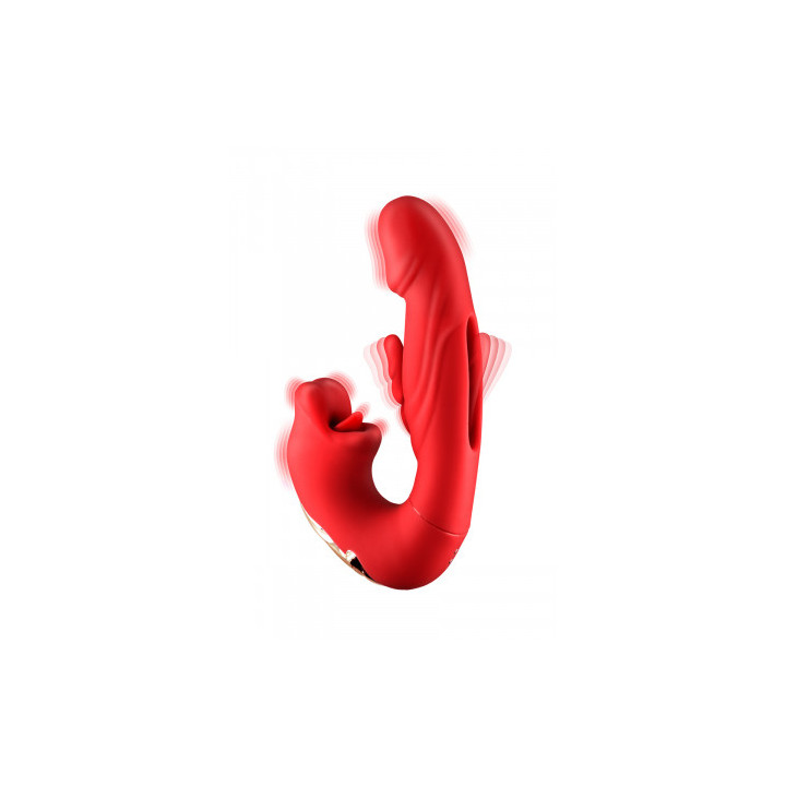Vibromasseur rabbit 3-en-1 Kissy rouge - Yoba