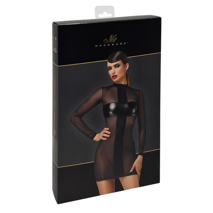 Mini robe tulle et wetlook Crossfire F369 - Noir Handmade