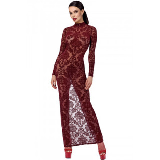 Robe fendue en tulle floqué Kink Royal F383 - Noir Handmade