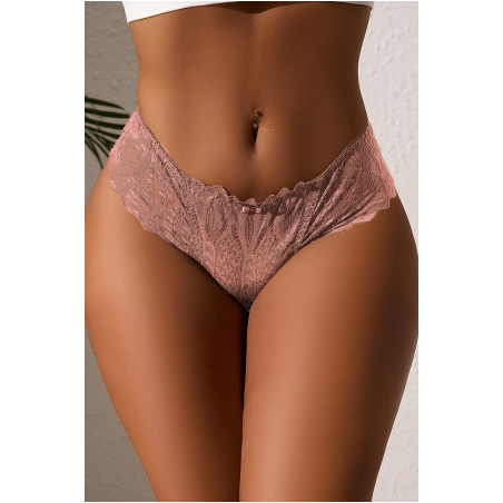 String dentelle dos lacé Rose - Litolu Lingerie