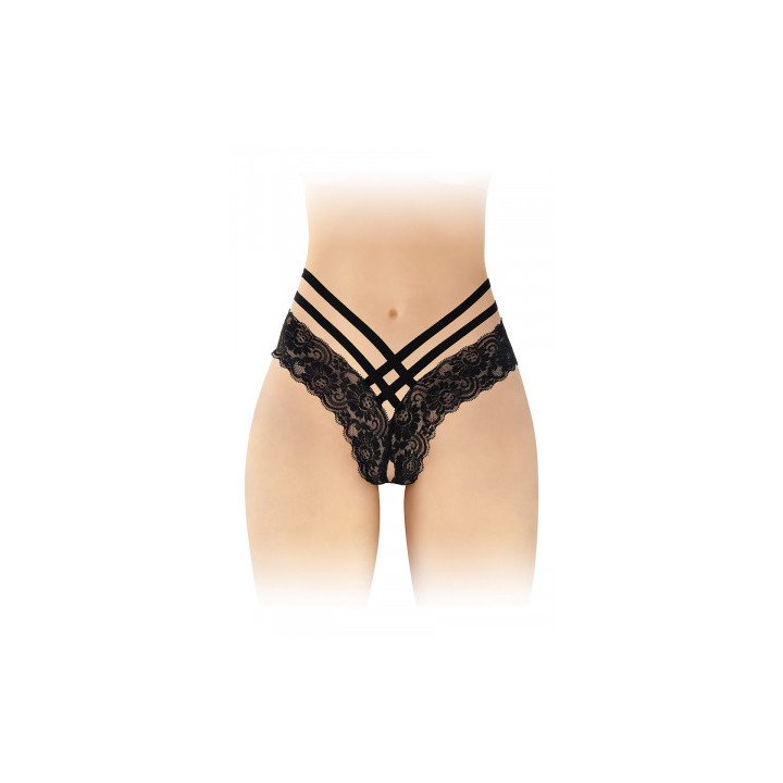 Tanga ouvert Anne - noir