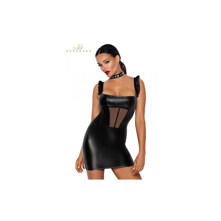 Robe courte wetlook et tulle F257