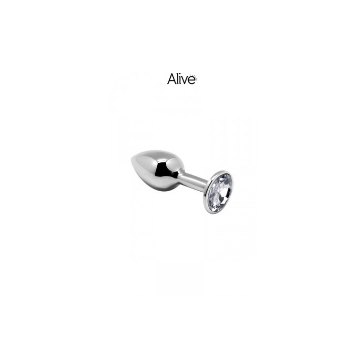 Plug métal bijou transparent M - Alive