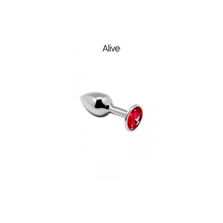 Plug métal bijou rouge M - Alive