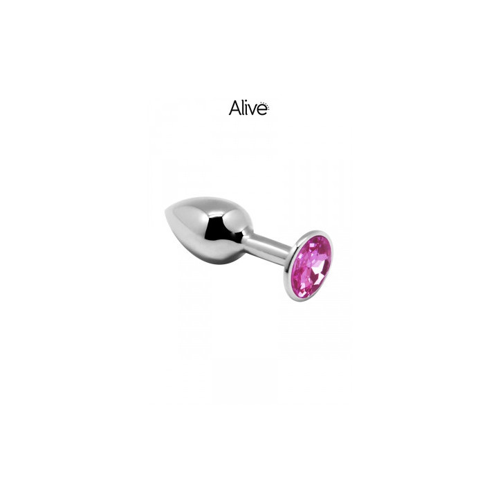 Plug métal bijou rose L - Alive