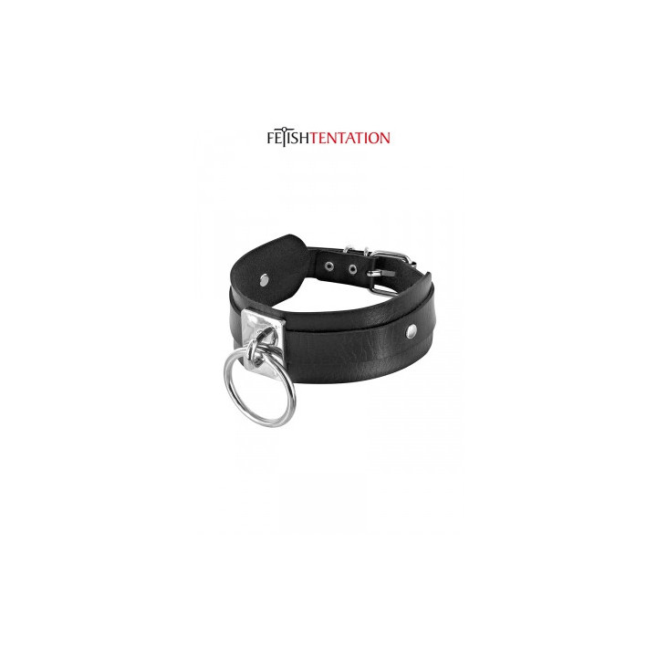Collier BDSM large avec anneau - Fetish Tentation