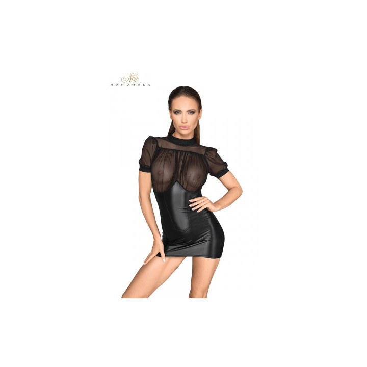 Mini robe wetlook et tulle F204