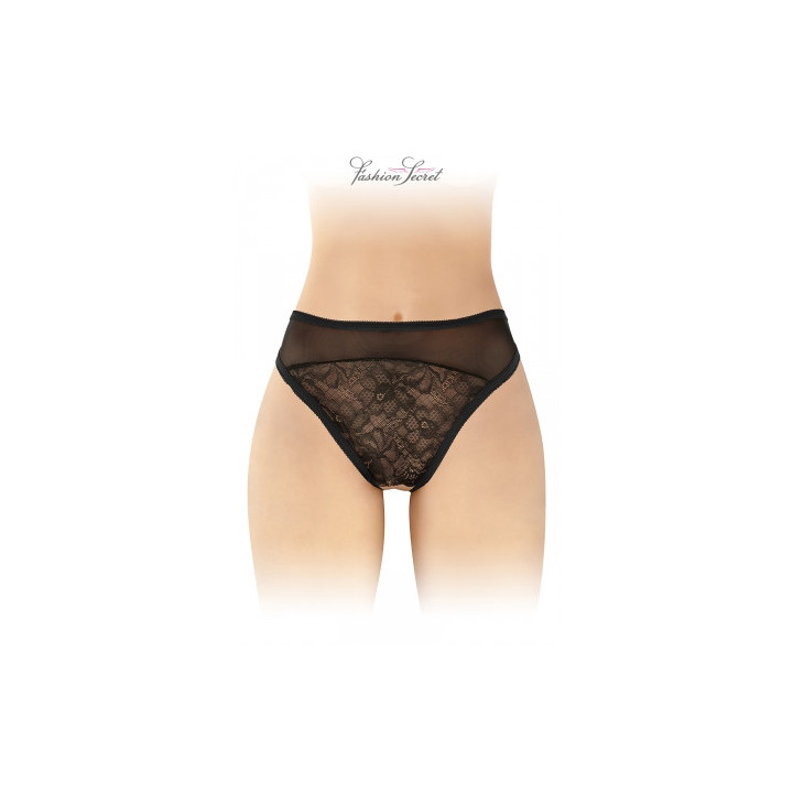 Tanga noir ouvert Ava - Fashion Secret